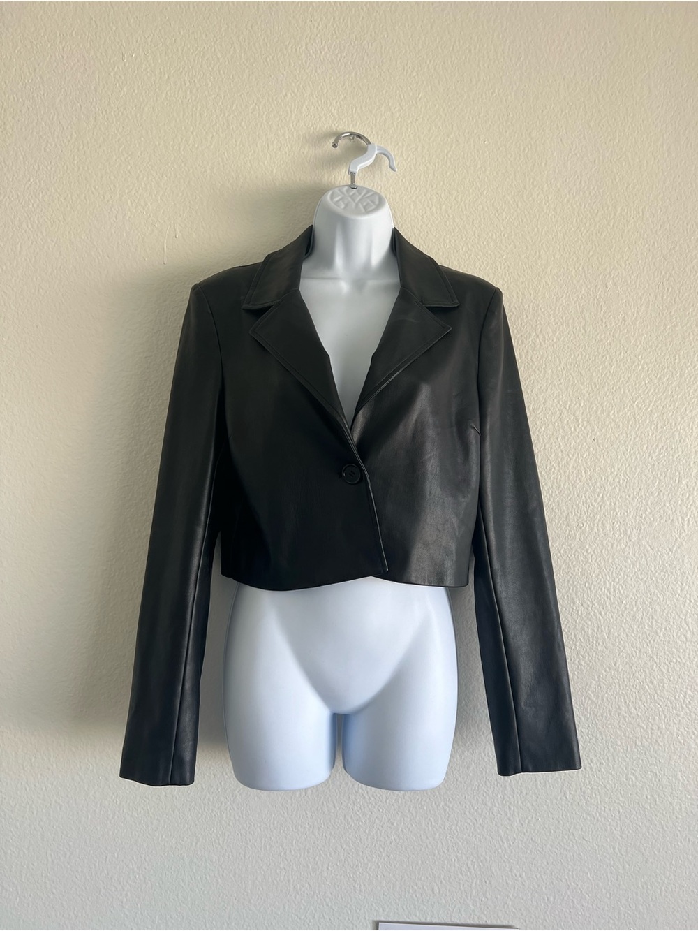 Urban Outfitters Black Cropped Leather Blazer Jacket